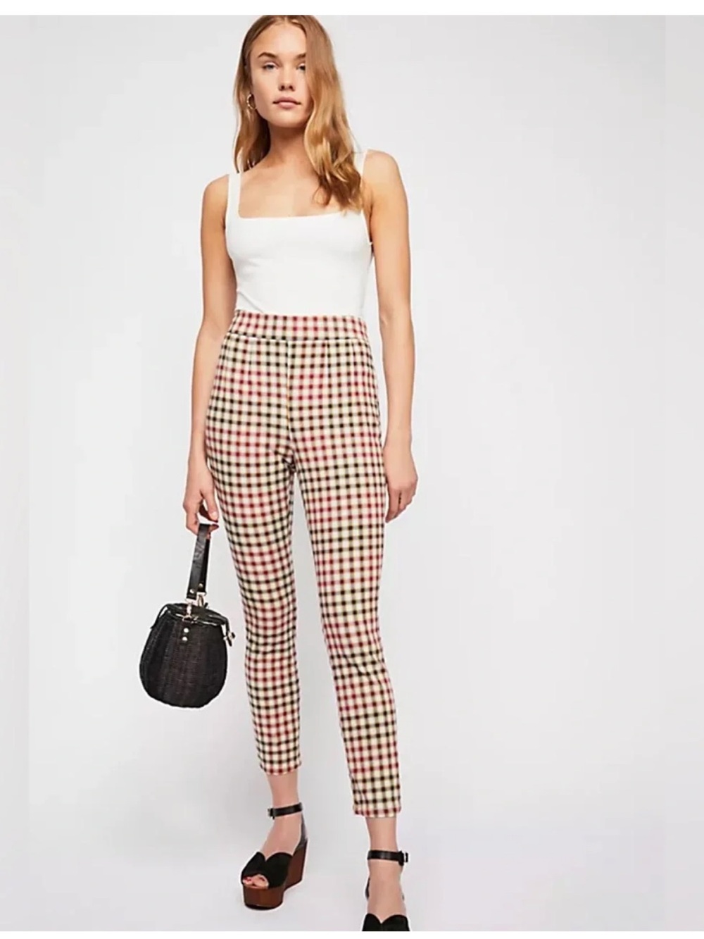 Free People Plaid Ella kick Skinny Pants